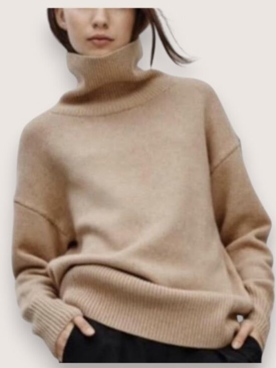 Babaton Sweaters - The Group by Babaton tan ribbed turtleneck cashmere sweater size 2